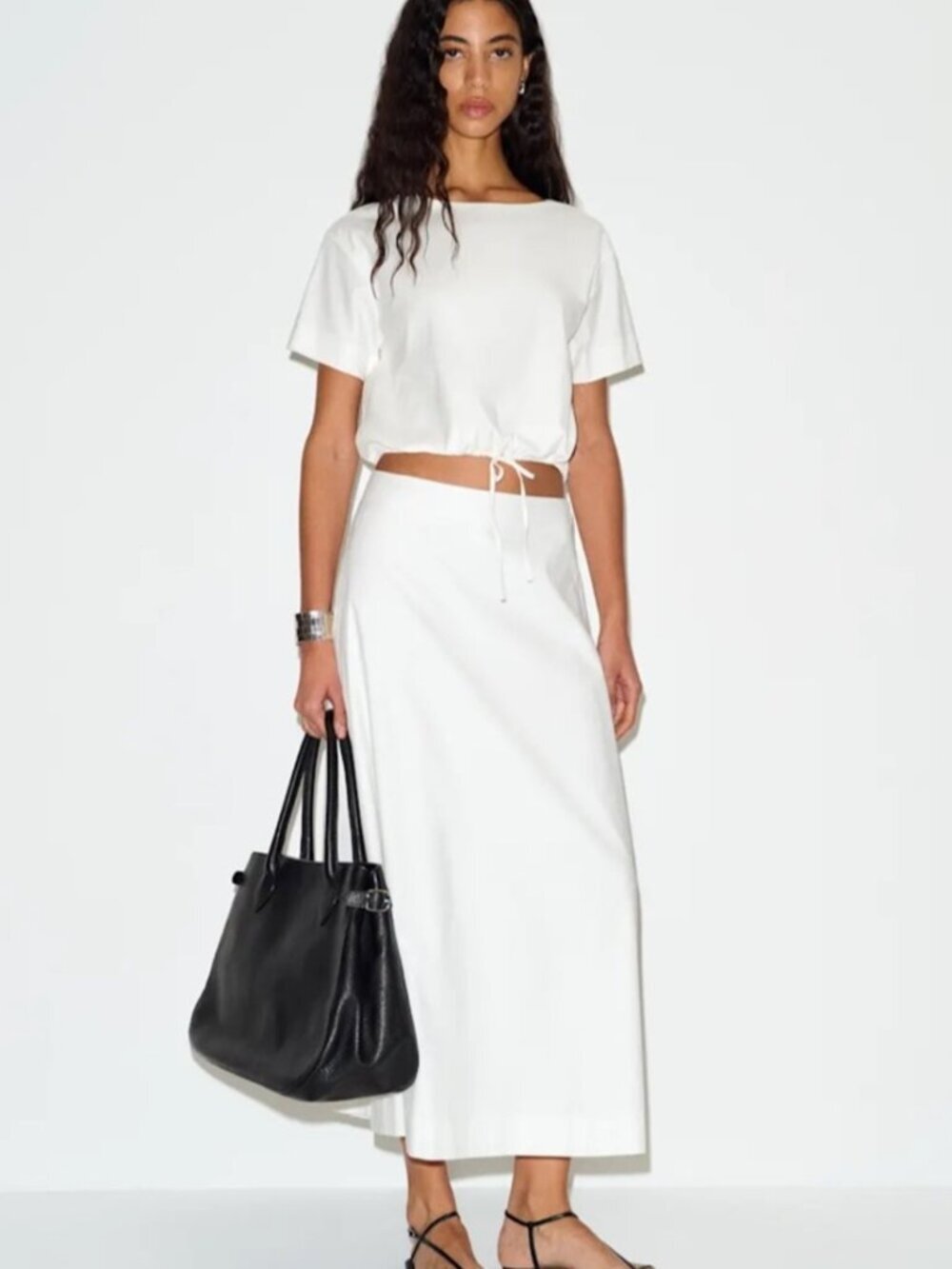 NEW Reformation Jordan Two Piece Short Sleeve Skirt Set Cotton White | US 2 UK 6 - Picture 2 of 16